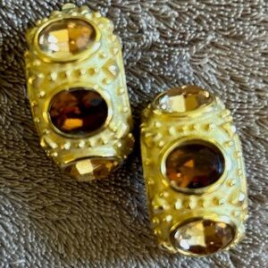 Glam, Fancy Gold and Amber Earrings